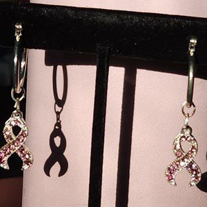 Hand made Breast Cancer Awareness Hoop Earrings